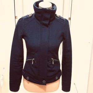 Coffeeshop Navy Sweater Neck Turtleneck Jacket XS